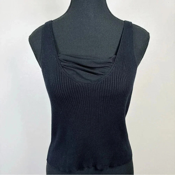 Free People One Ribbed Mesh Ruched Neck  Tank Top - Picture 2 of 15